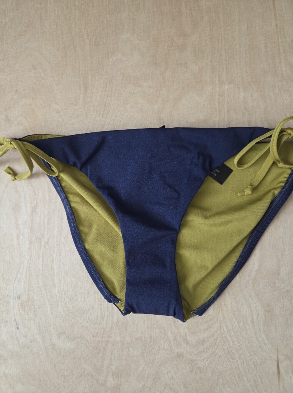 A. Che Bikini Tie Side Bottom Navy And Chartreuse | NWT
